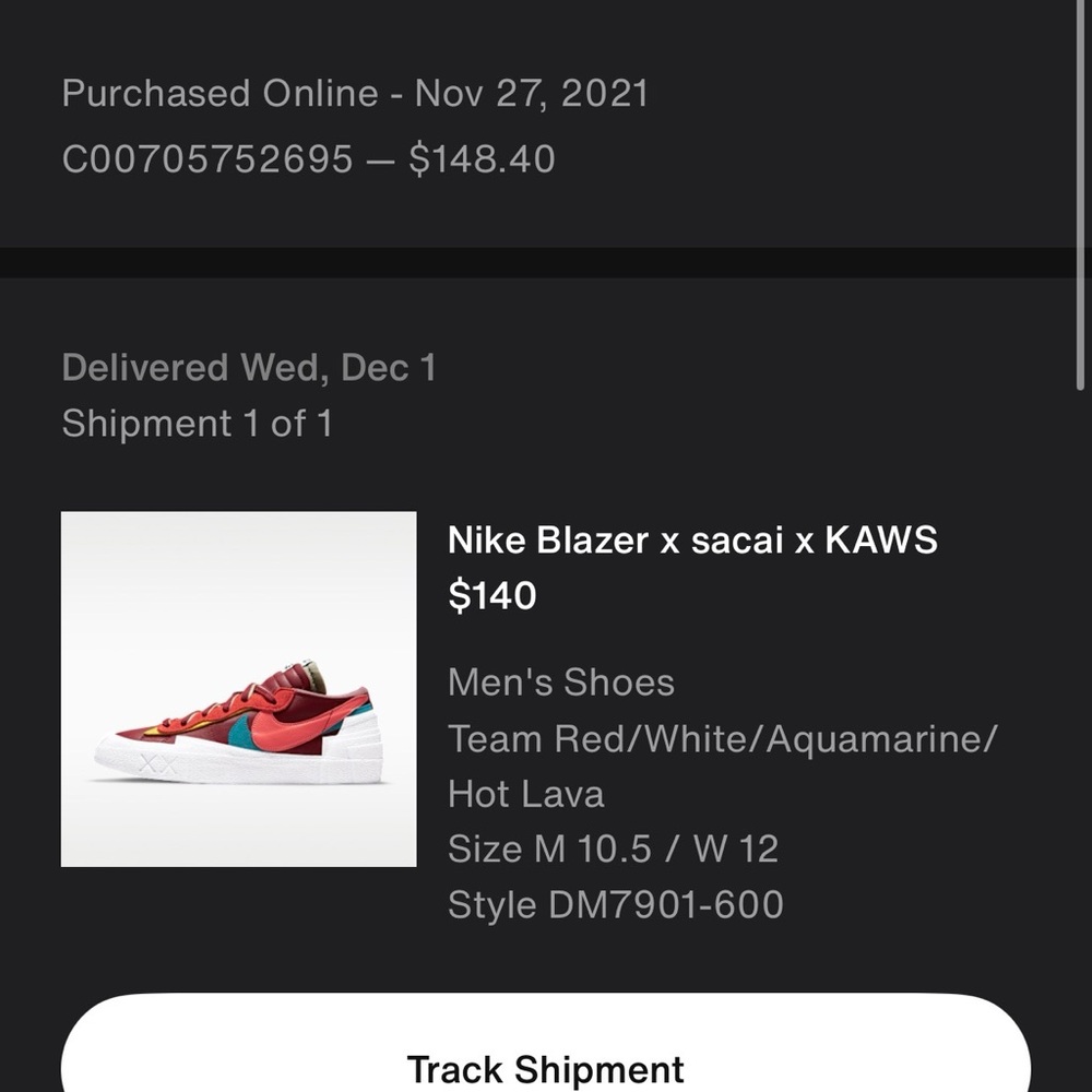KAWS × sacai × Nike Blazer Low in “Team Red” - Picture 11 of 11